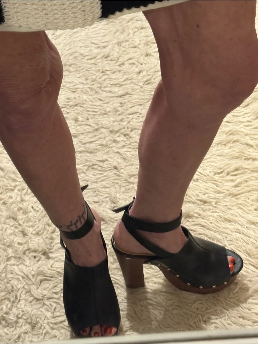 Shoe Dazzle Black Peep-Toe Ankle-Strap Wedge Sandals